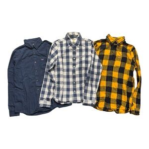 SOLD Hollister Heavy Fabric Plaid Button Down Shirts Casual Bundle Lot of 3